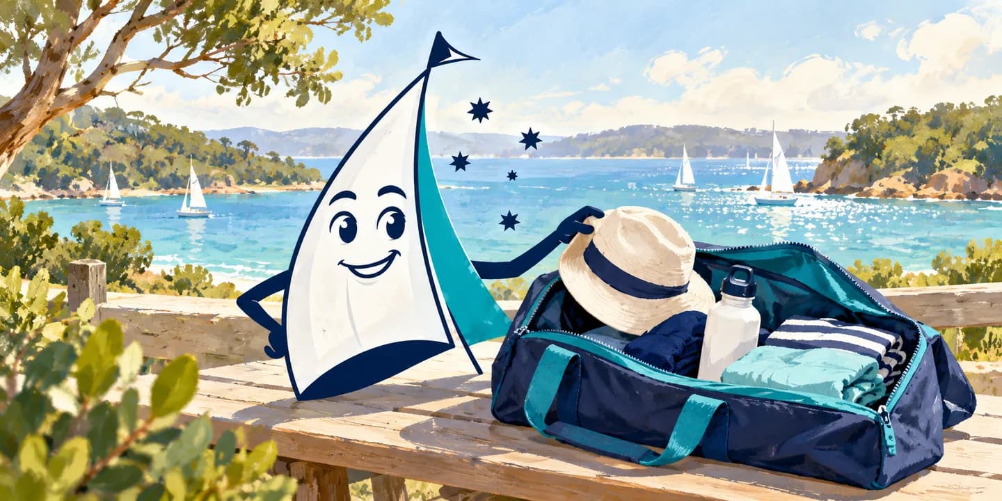 YouSail mascot preparing a sailing kit bag.