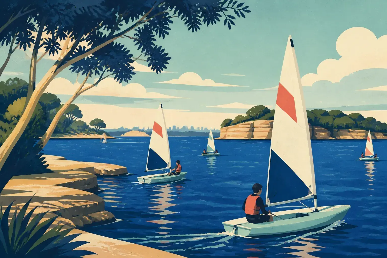 Editorial sailing illustration for Greenwich Sailing Club