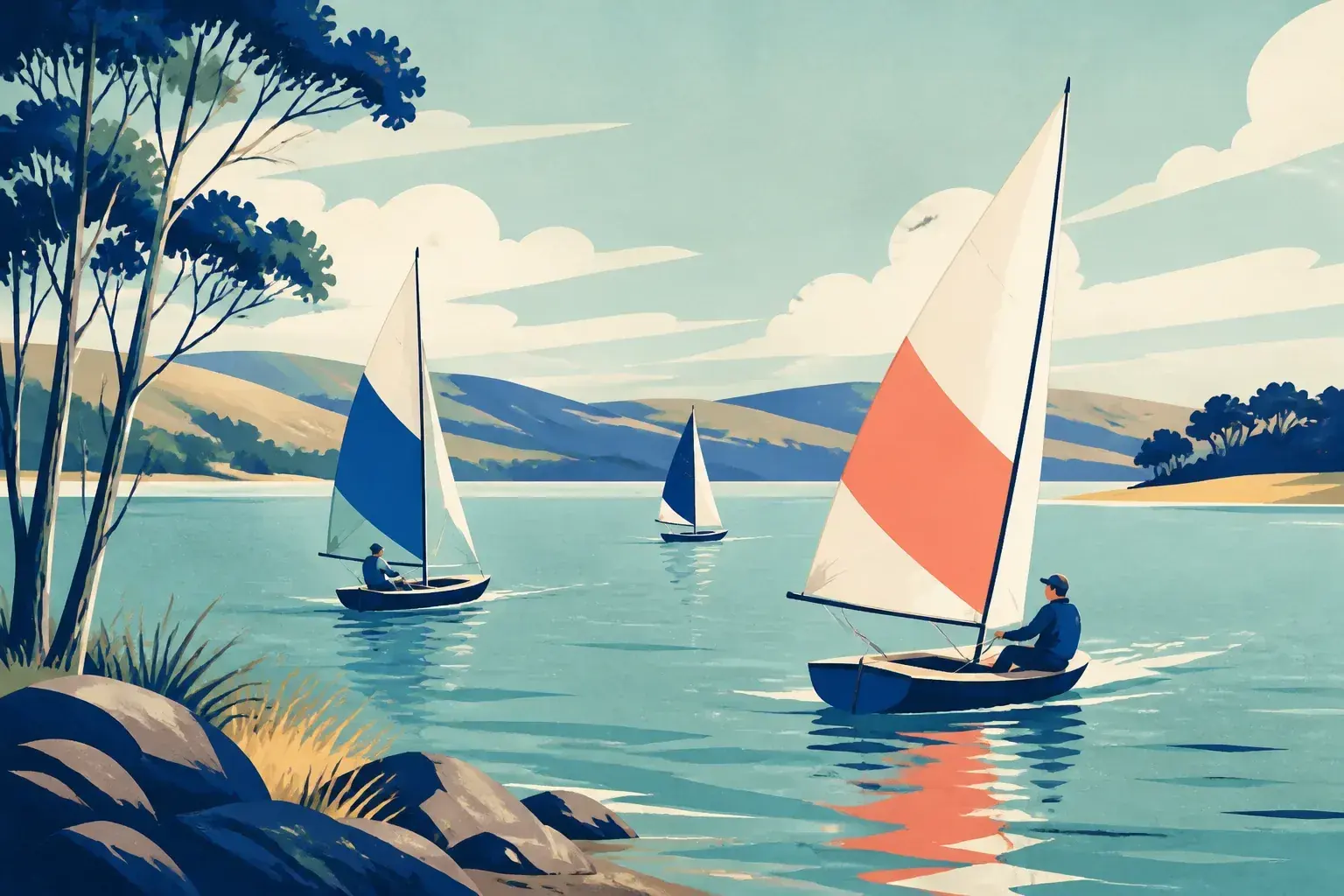 Editorial sailing illustration for New England Sailing Club
