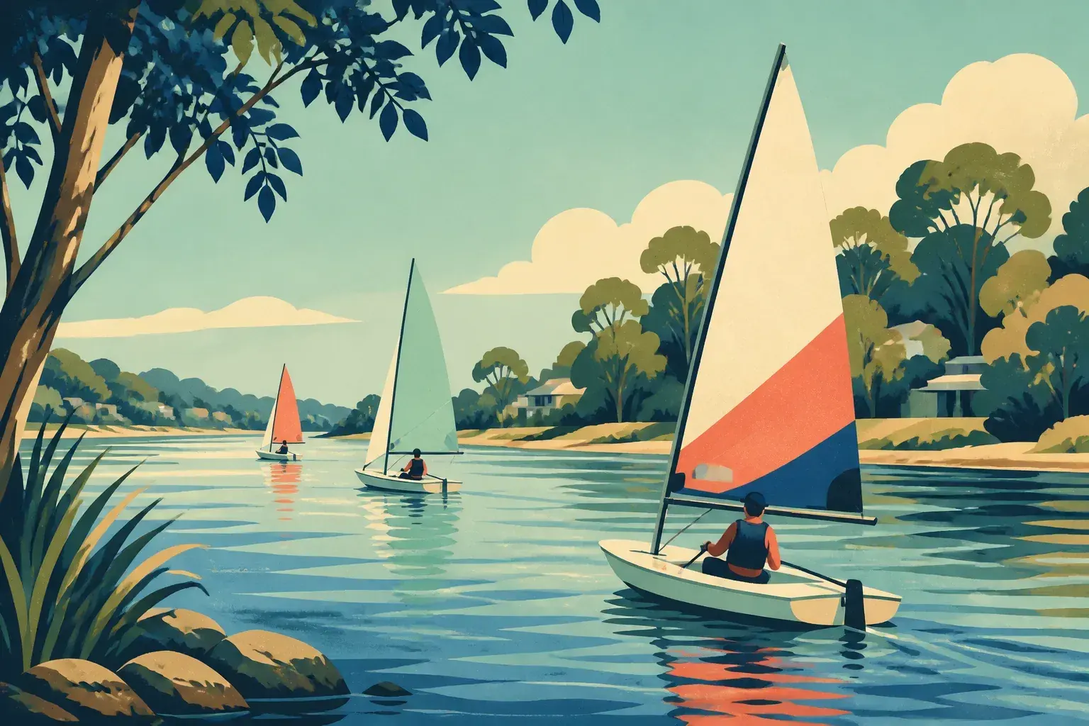 Editorial sailing illustration for Shelley Sailing Club