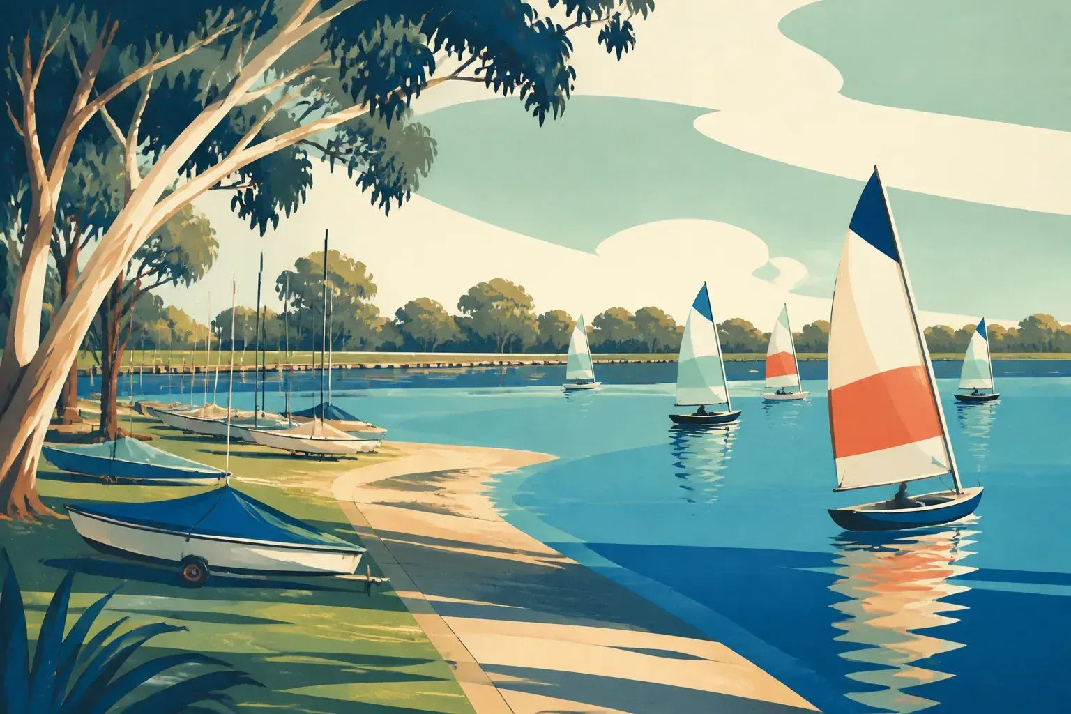 Editorial sailing illustration for Griffith Sailing Club