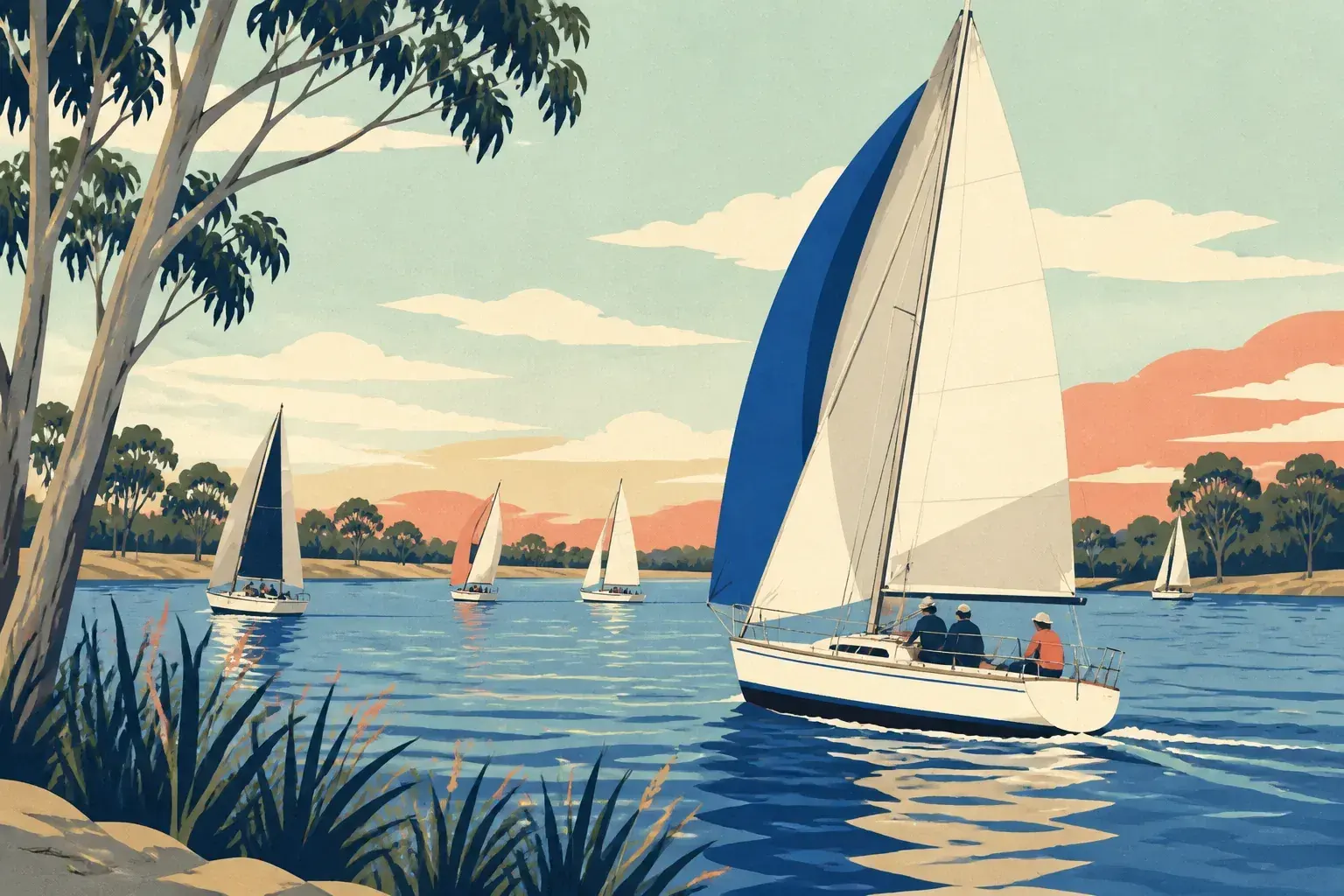 Editorial sailing illustration for Horsham Yacht Club
