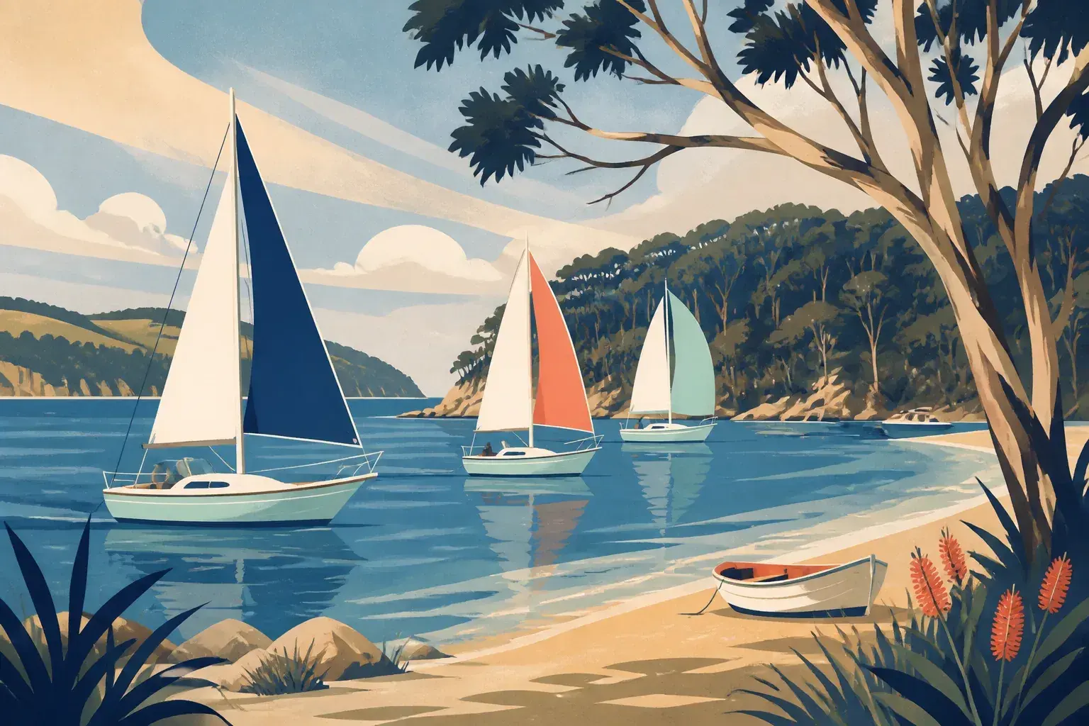 Editorial sailing illustration for Bruny Island Boat Club