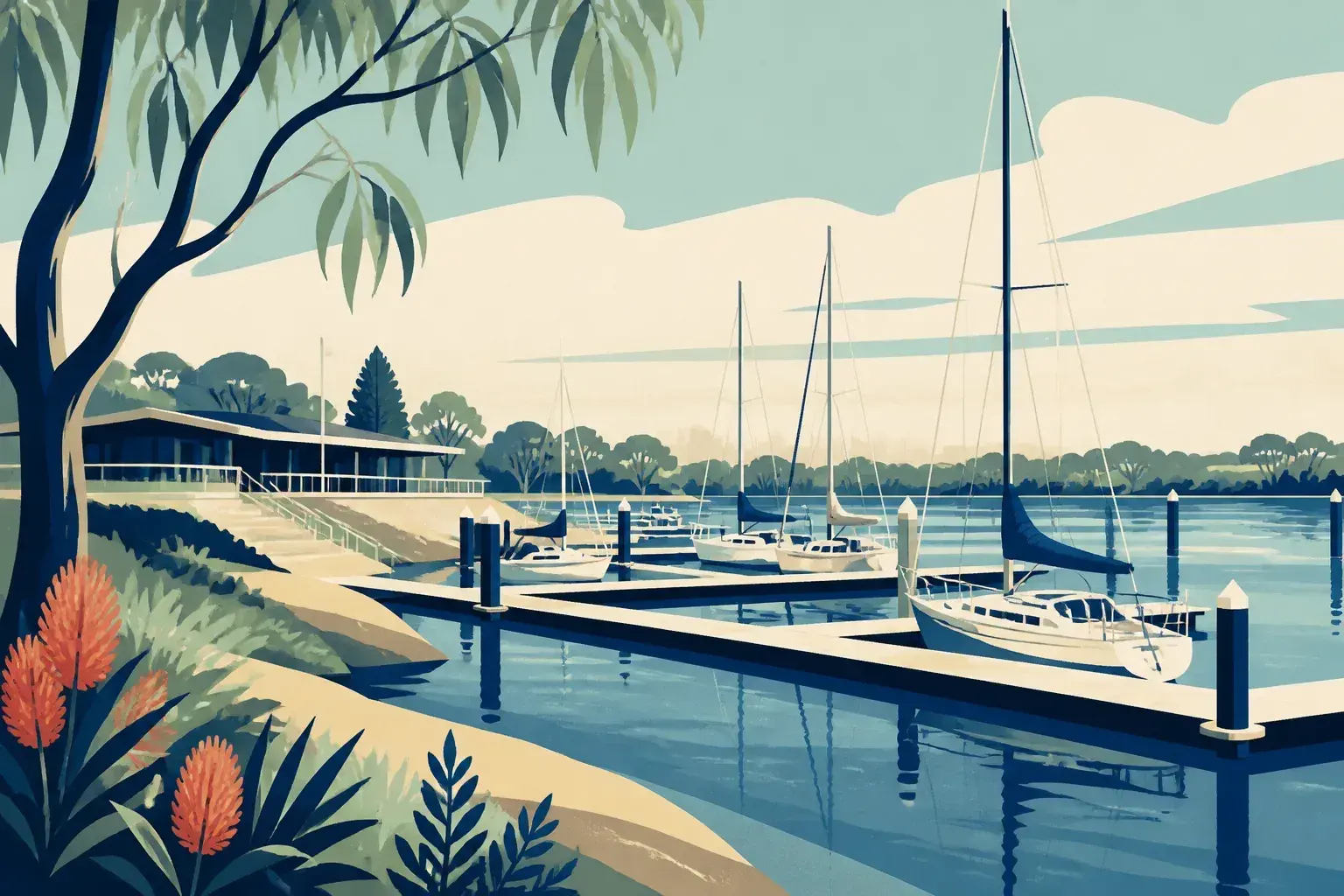 Editorial sailing illustration for Nedlands Yacht Club