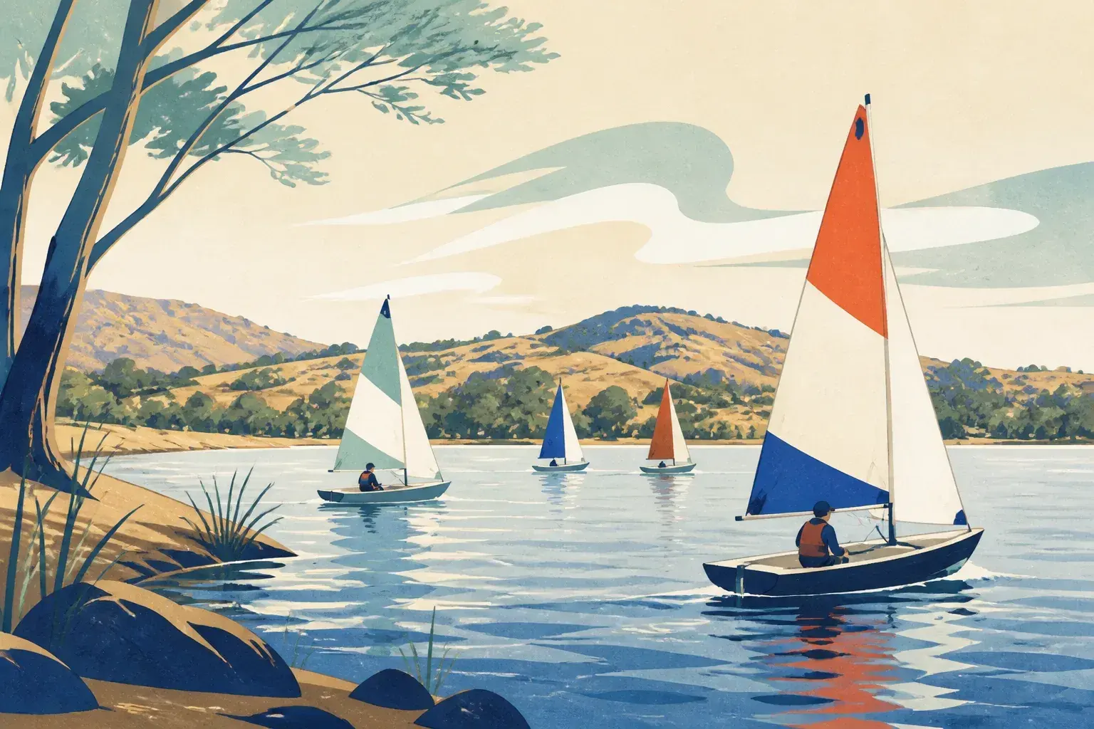 Editorial sailing illustration for Lake Learmonth Yacht Club