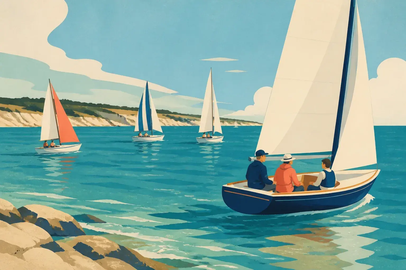 Editorial sailing illustration for Robe Yacht Club