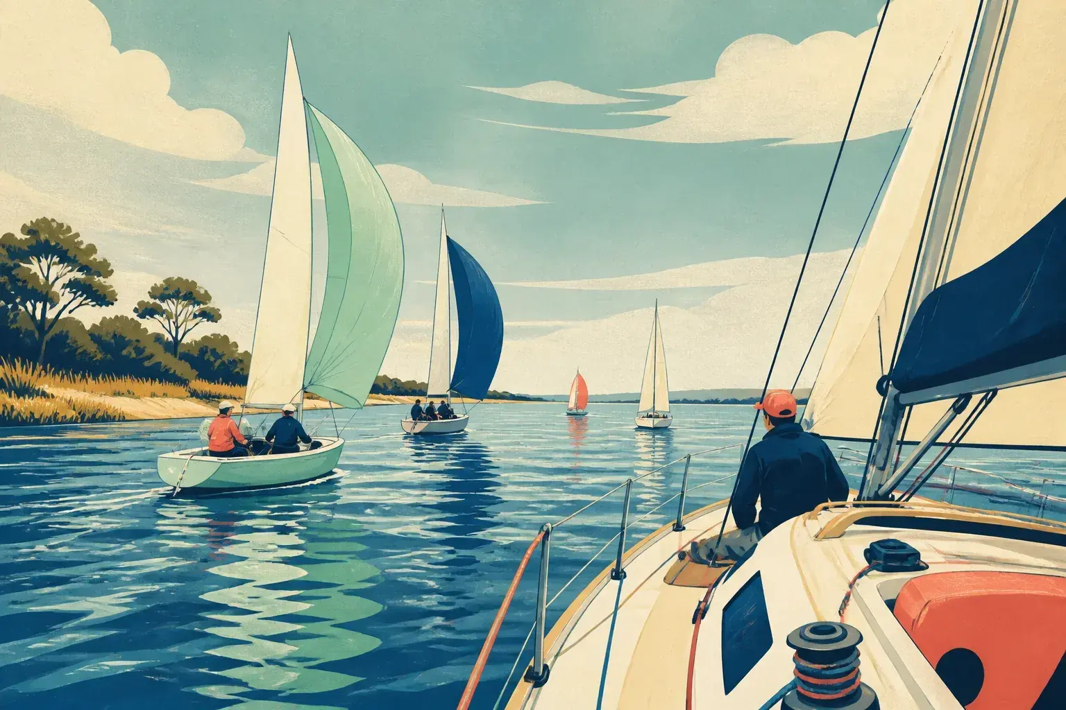 Editorial sailing illustration for Goolwa Regatta Yacht Club