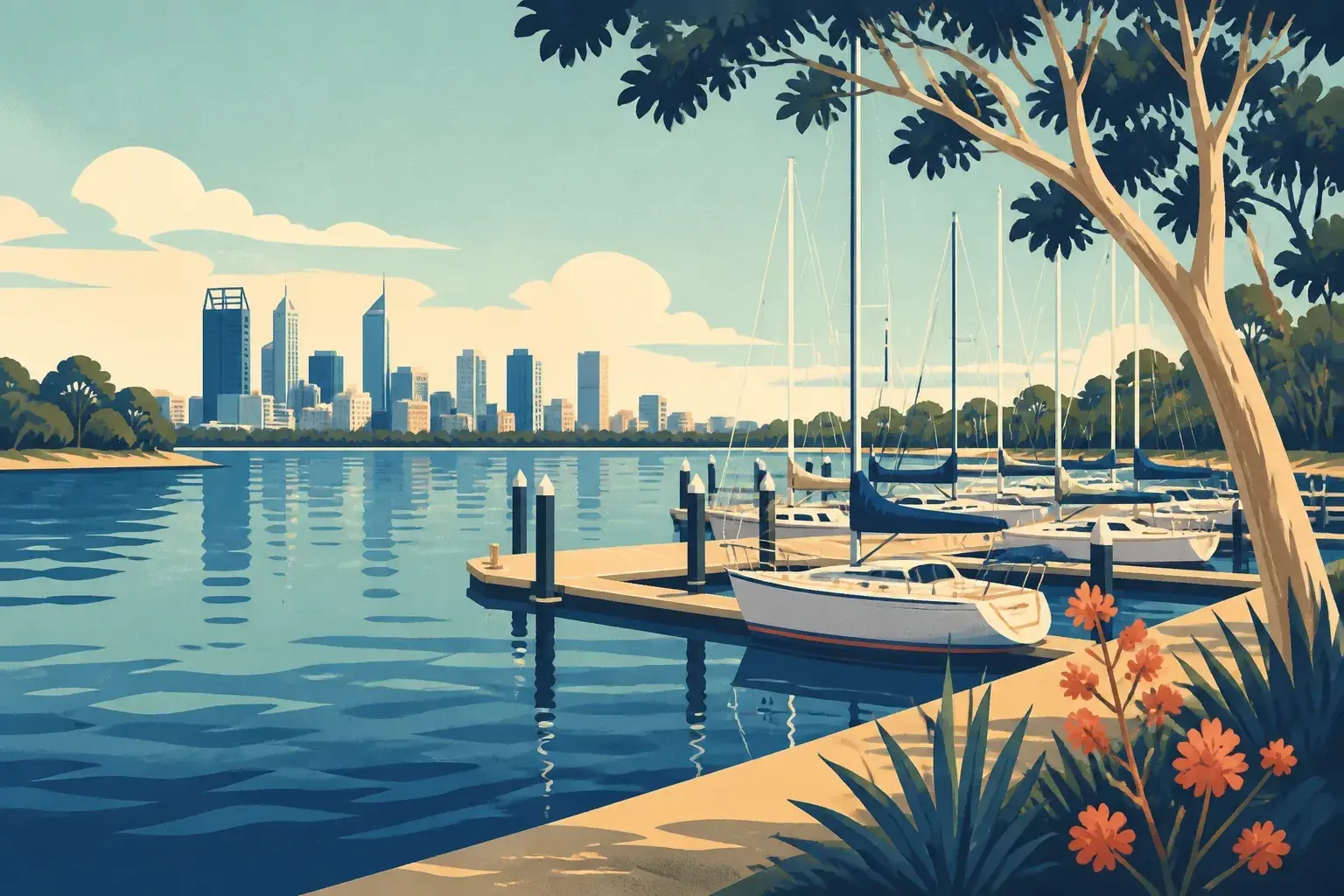 Editorial sailing illustration for Mounts Bay Sailing Club