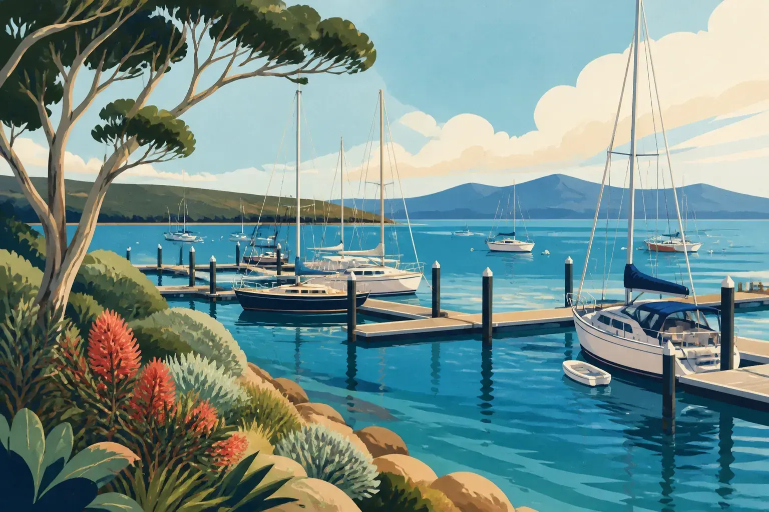 Editorial sailing illustration for Princess Royal Sailing Club
