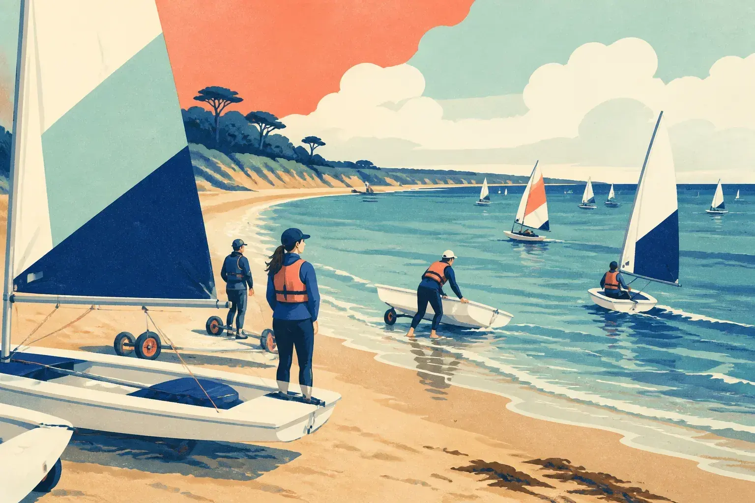 Editorial sailing illustration for McCrae Yacht Club
