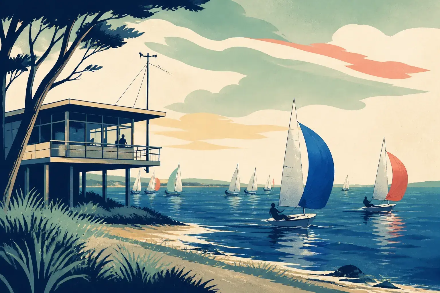 Editorial sailing illustration for Rhyll Yacht Club