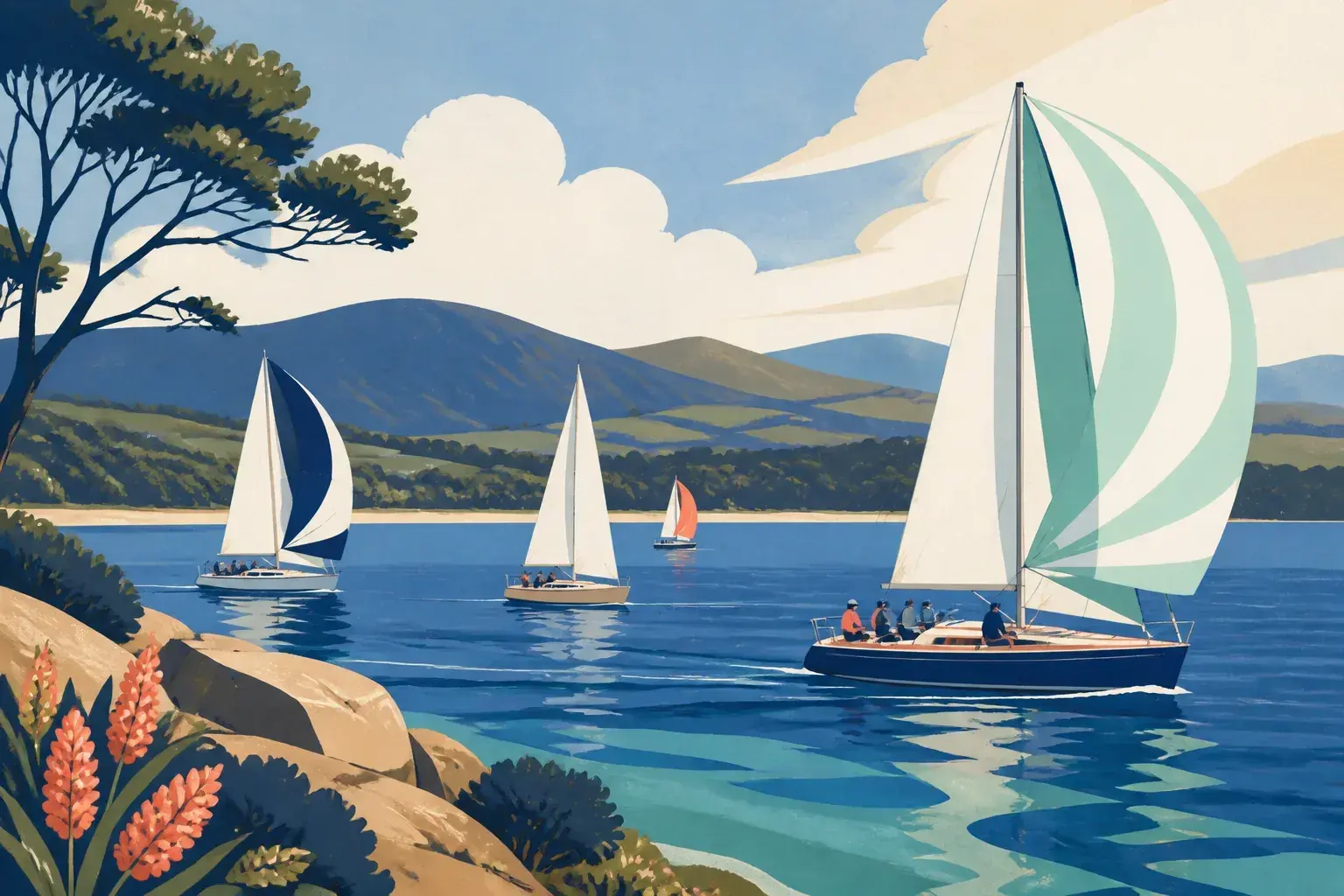 Editorial sailing illustration for Port Esperance Sailing Club