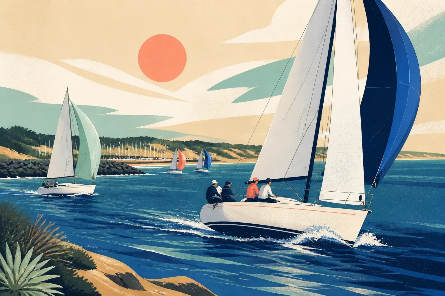 Editorial sailing illustration for Ocean Reef Sea Sports Club