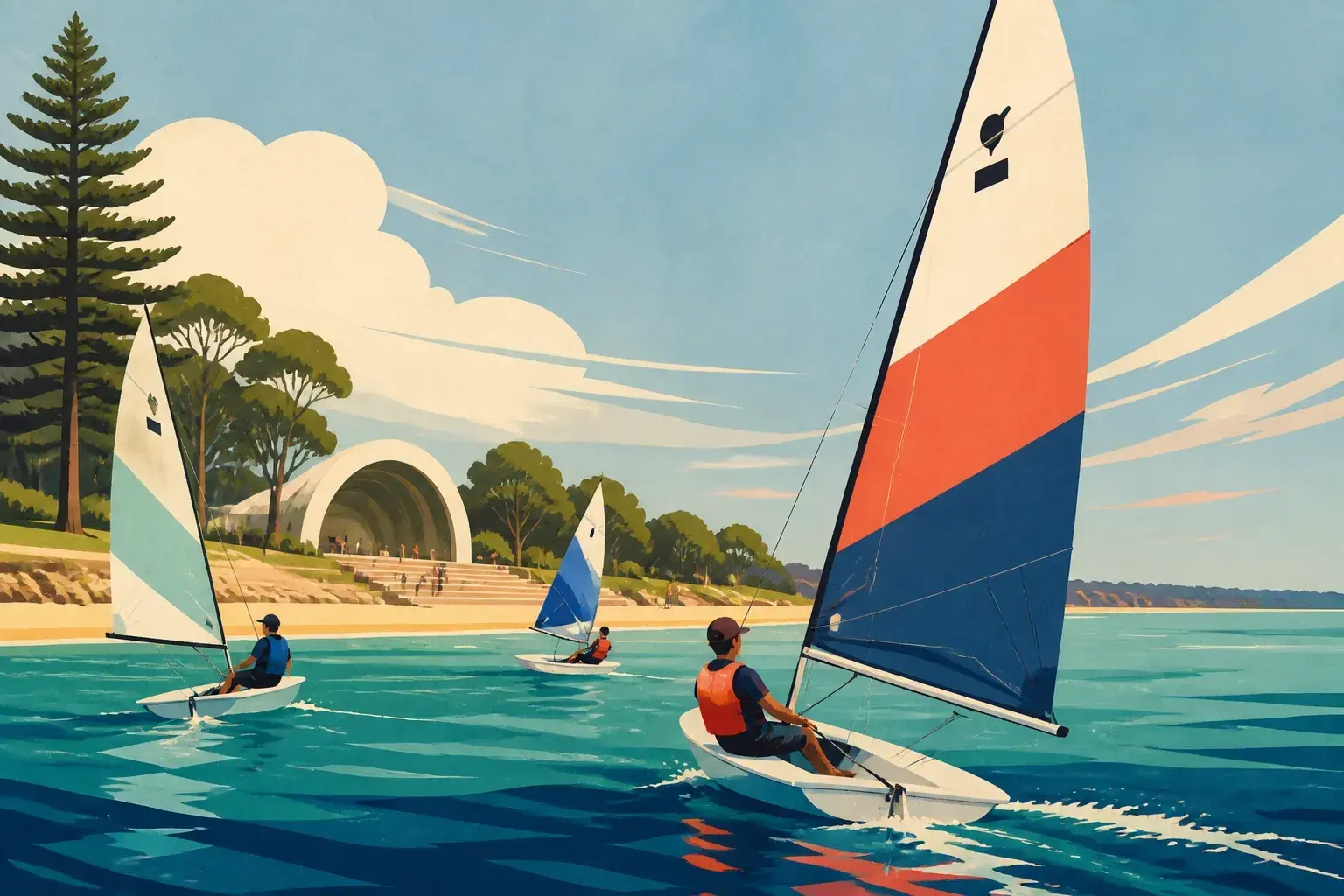 Editorial sailing illustration for Rosebud Yacht Club