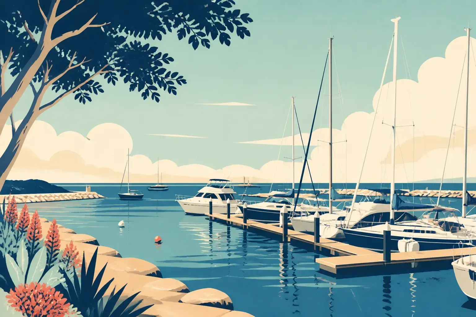 Editorial sailing illustration for Fremantle Sailing Club
