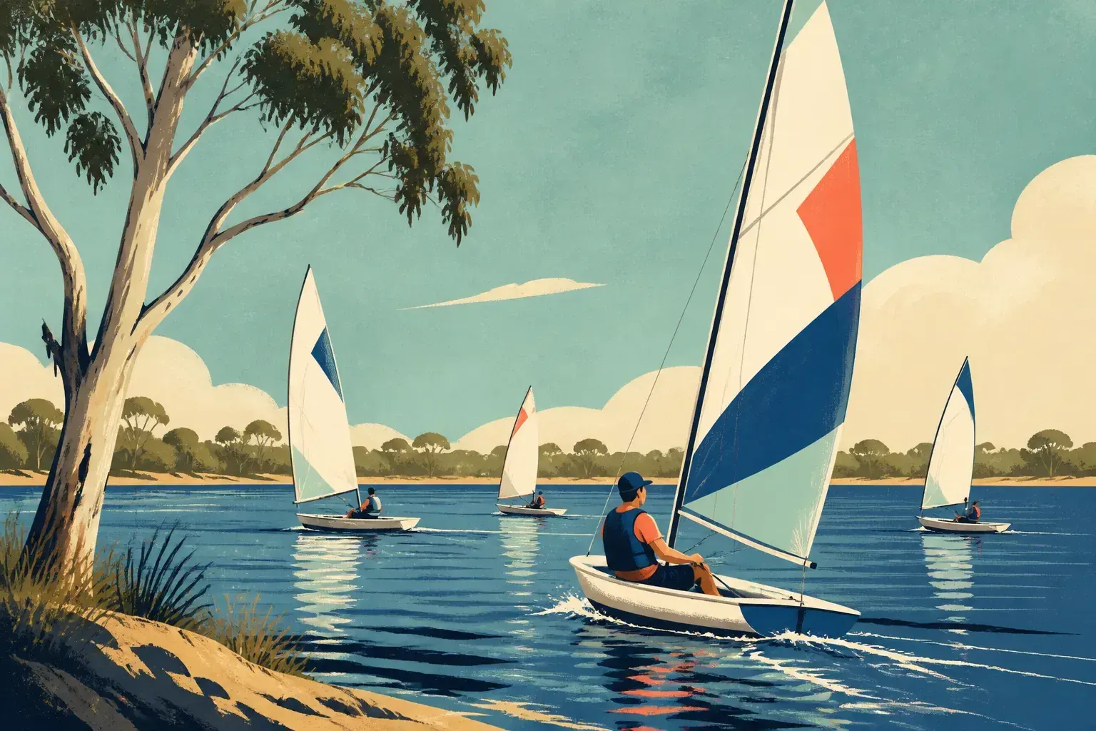 Editorial sailing illustration for Lake Cargelligo Sailing Club