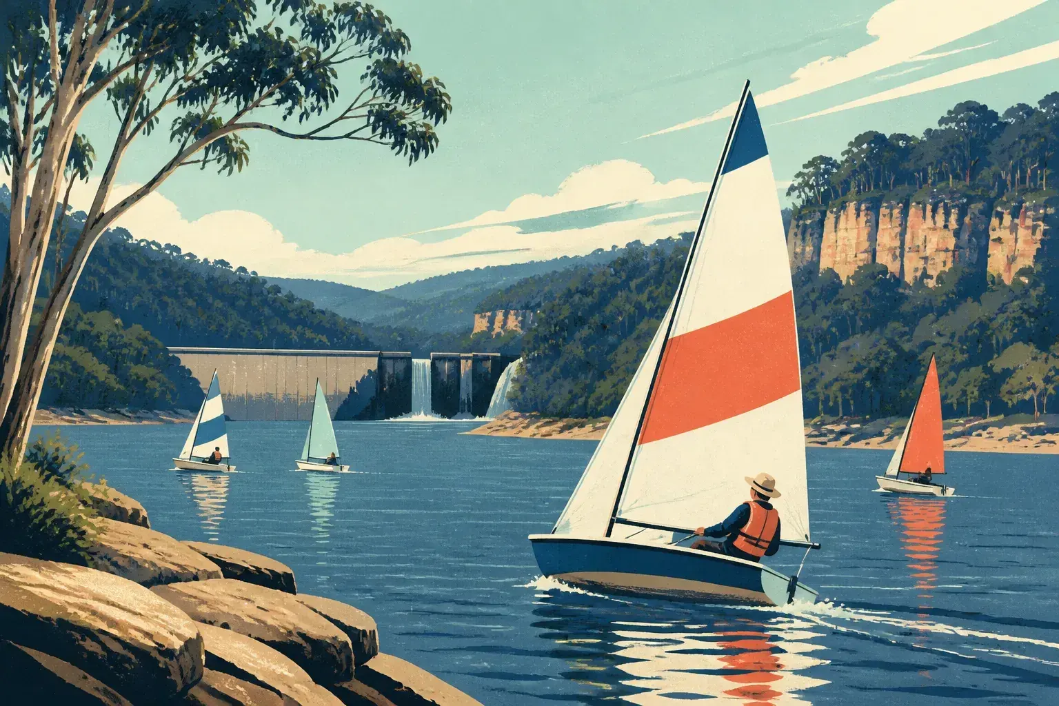Editorial sailing illustration for Southern Highlands Sailing Club