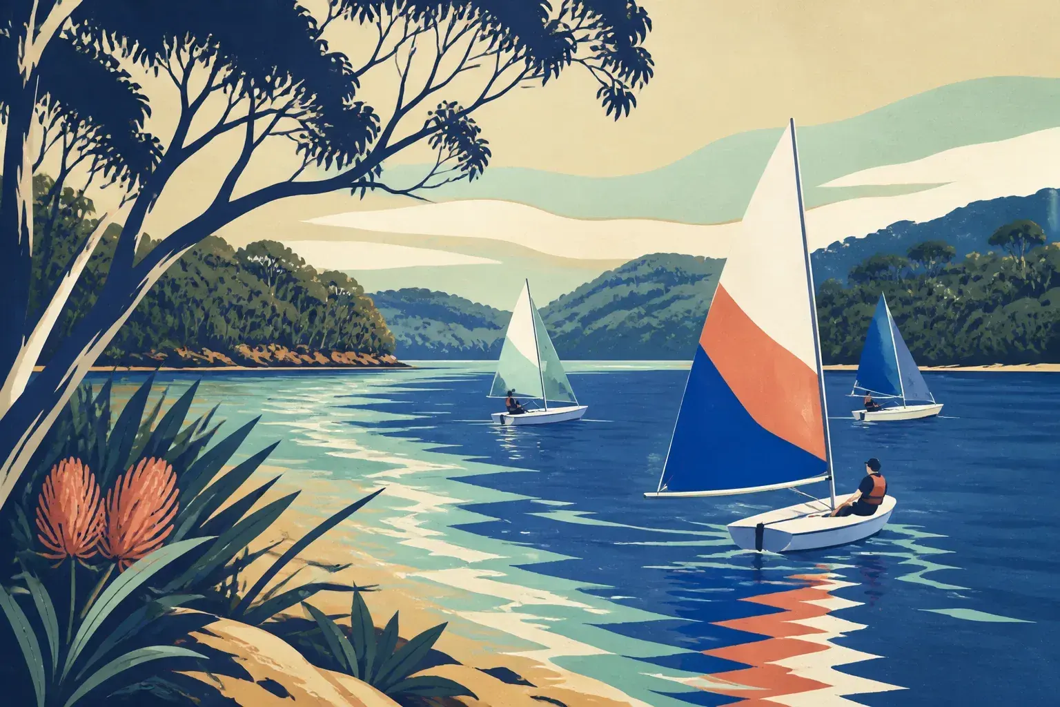 Editorial sailing illustration for Walpole Yacht Club
