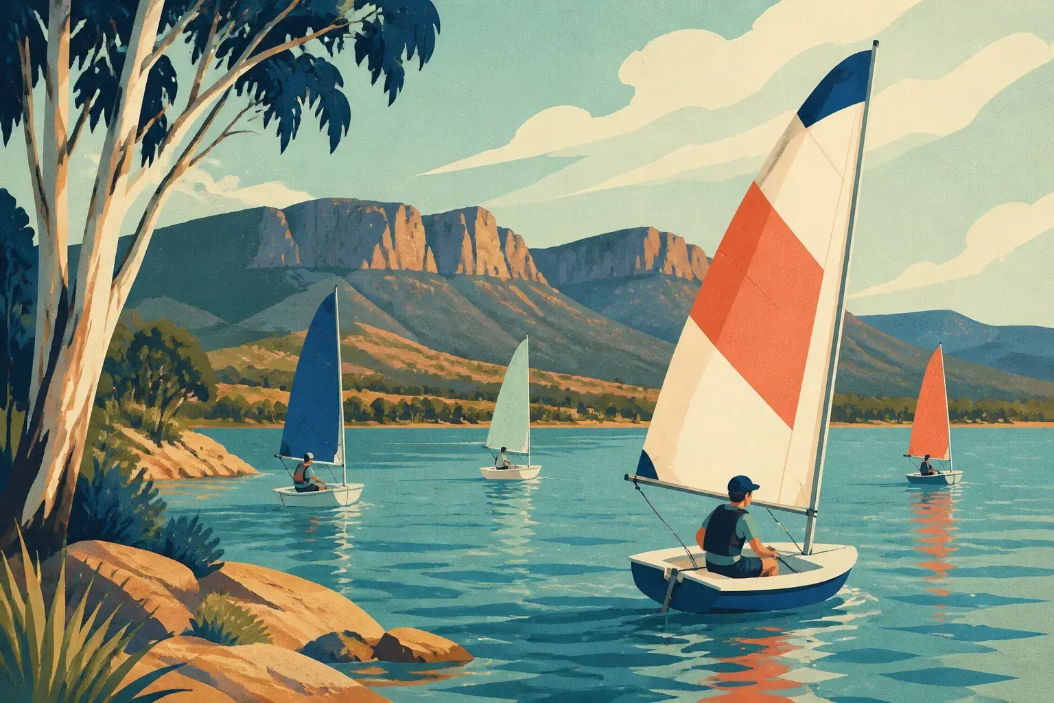Editorial sailing illustration for Stawell Yacht Club