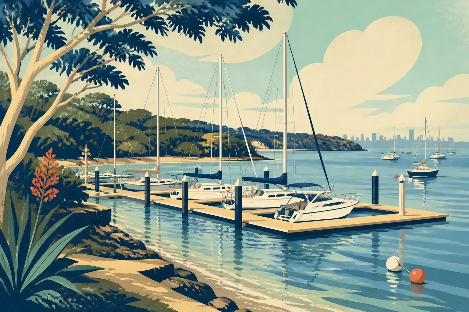 Editorial sailing illustration for Royal Motor Yacht Club Woollahra (Rose Bay)