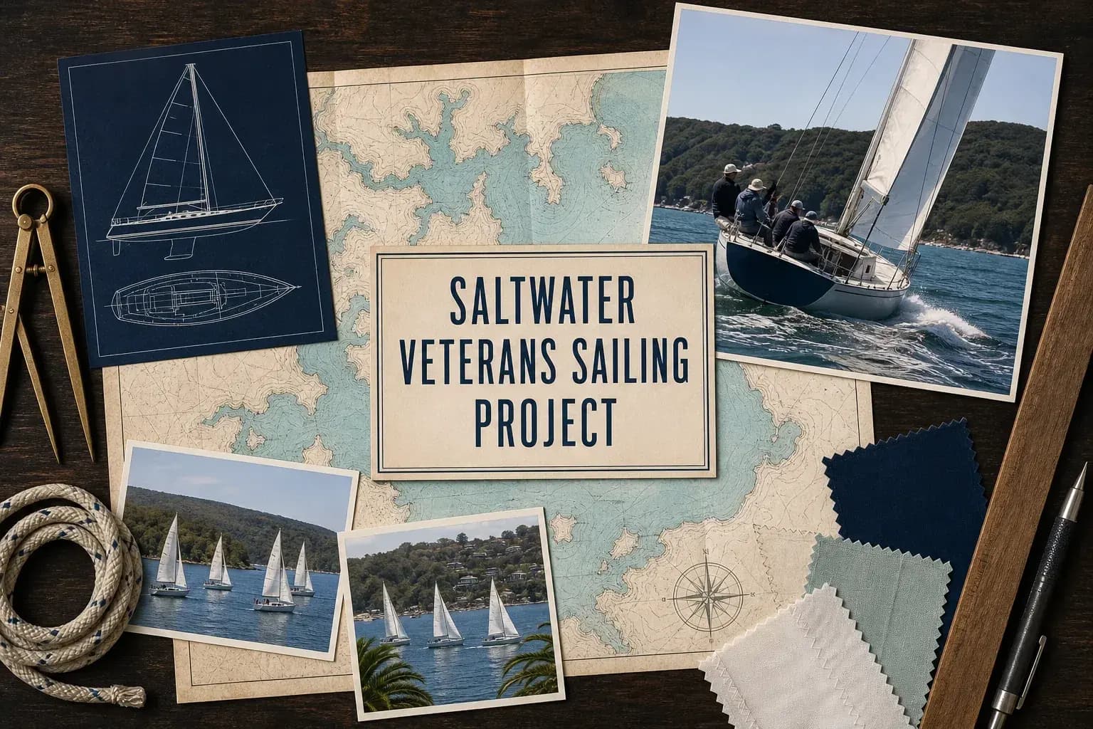 Editorial sailing illustration for Saltwater Veterans Sailing Project