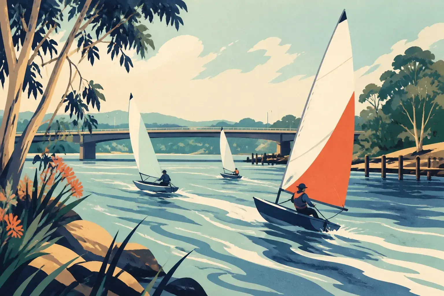 Editorial sailing illustration for Nowra Community Sailing Club