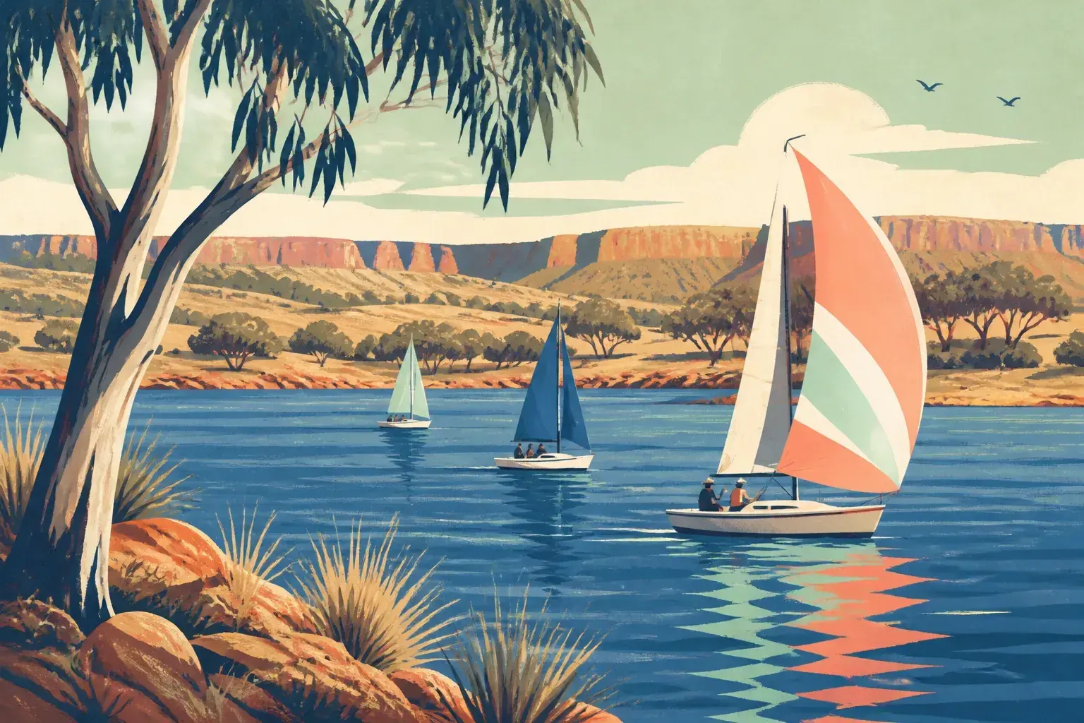 Editorial sailing illustration for Theresa Creek Water Sports Club