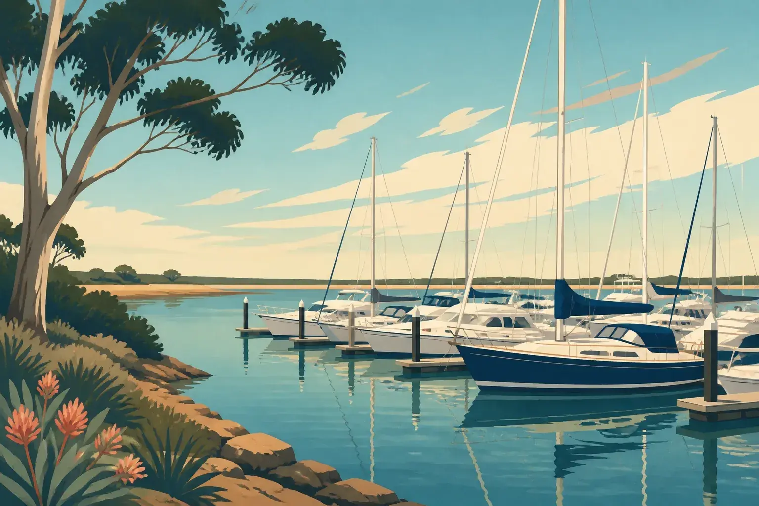 Editorial sailing illustration for Garden Island Yacht Club