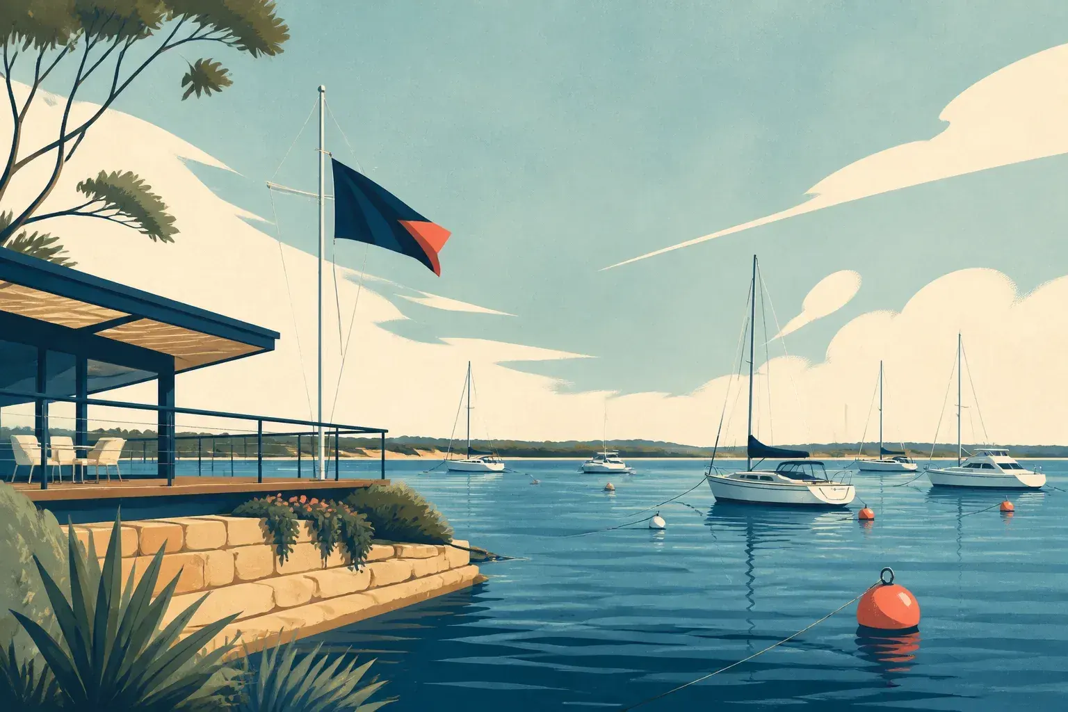 Editorial sailing illustration for The Cruising Yacht Club of WA
