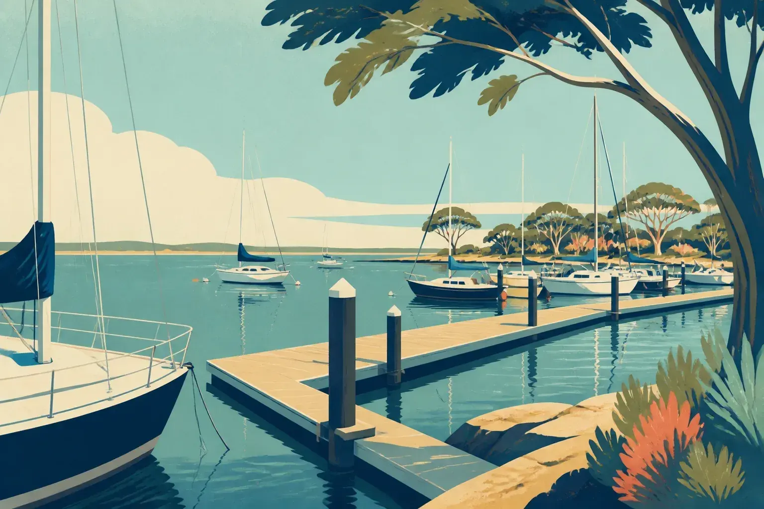 Editorial sailing illustration for Small Boat Club of SA