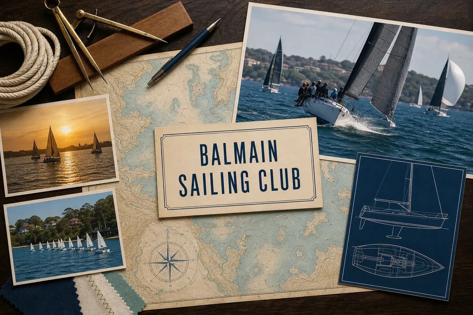 Editorial sailing illustration for Balmain Sailing Club