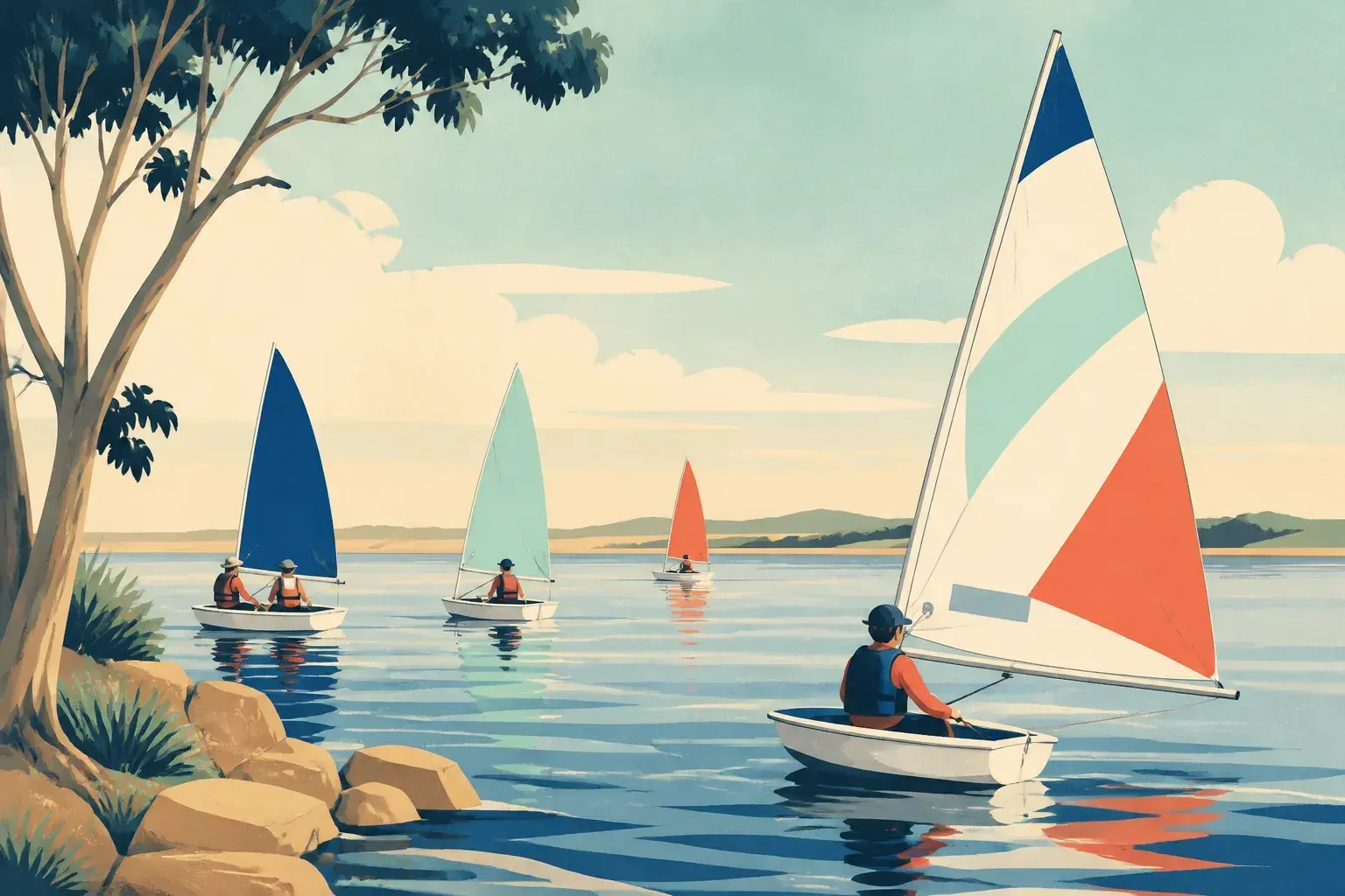 Editorial sailing illustration for Goolwa Sailing Club