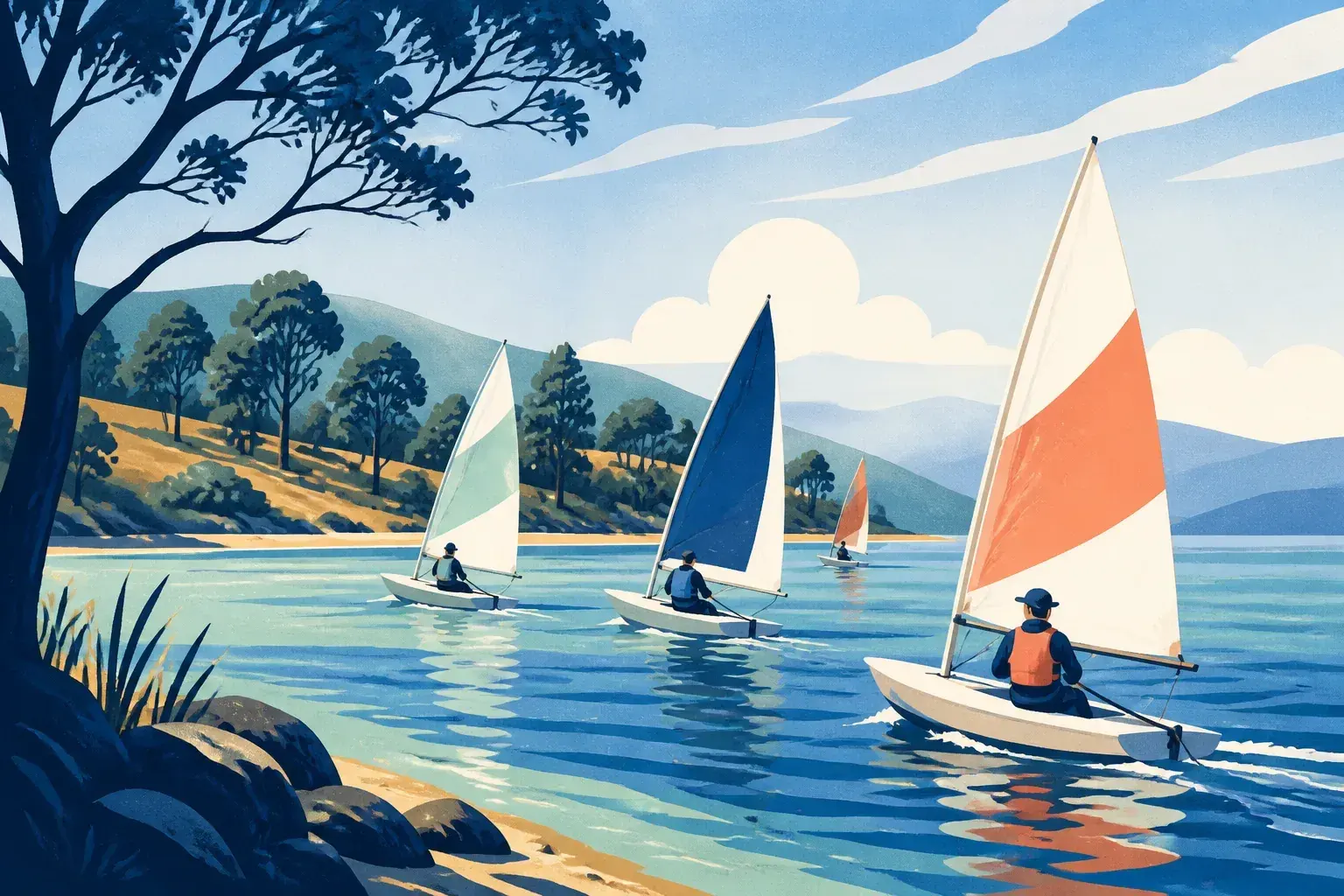 Editorial sailing illustration for Deviot Sailing Club