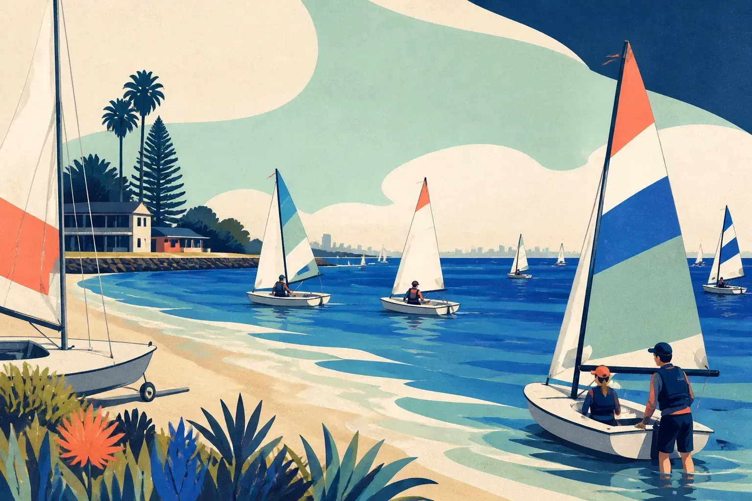 Editorial sailing illustration for Elwood Sailing Club