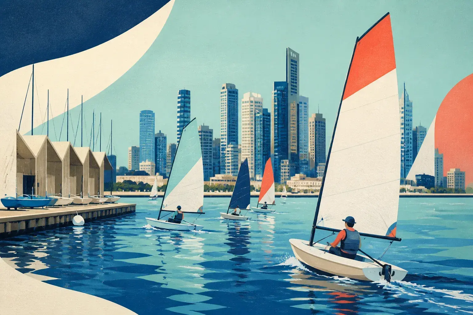 Editorial sailing illustration for Docklands Yacht Club