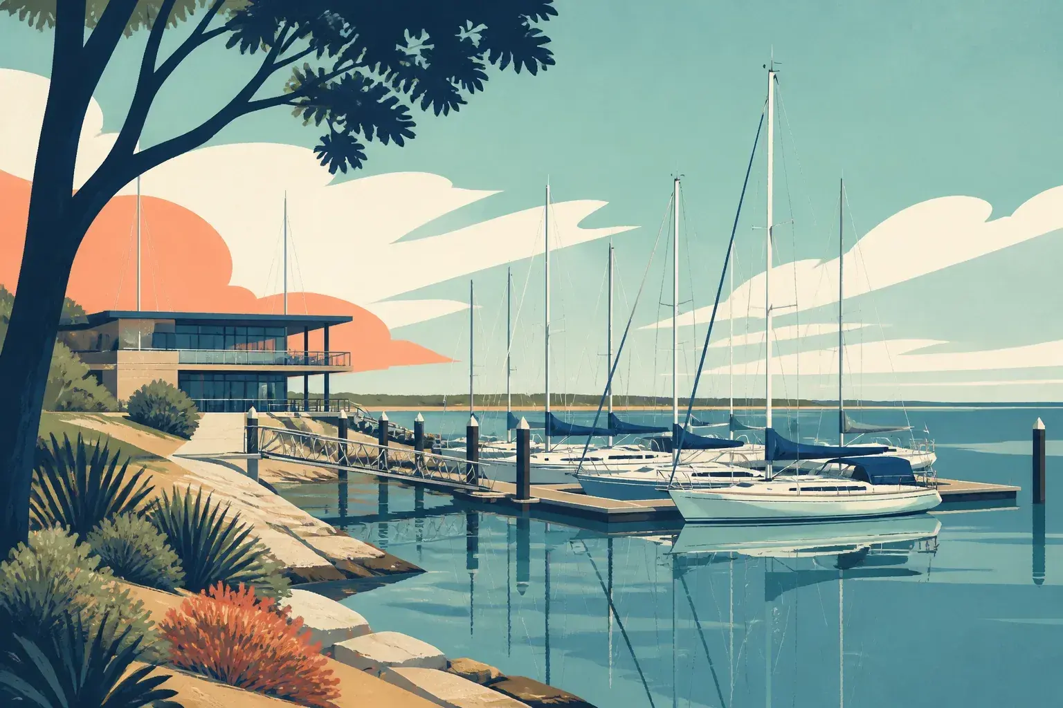 Editorial sailing illustration for St Kilda Boat Club and Marina