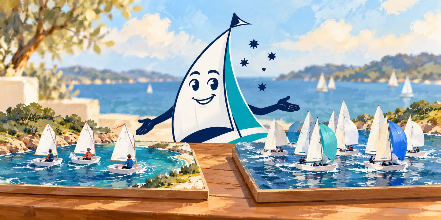 YouSail mascot comparing two sailing opportunities.